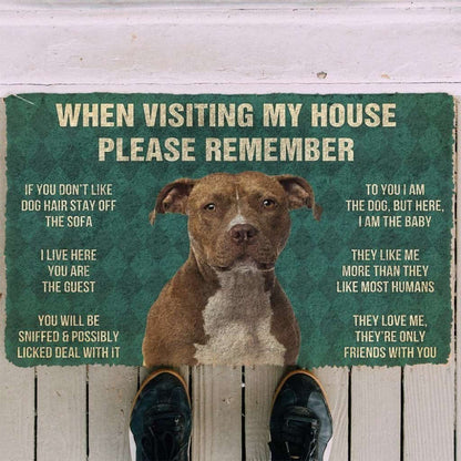 Dog Doormat 3D Please Remember American Staffordshire Terrier Dogs House Rules Custom Doormat