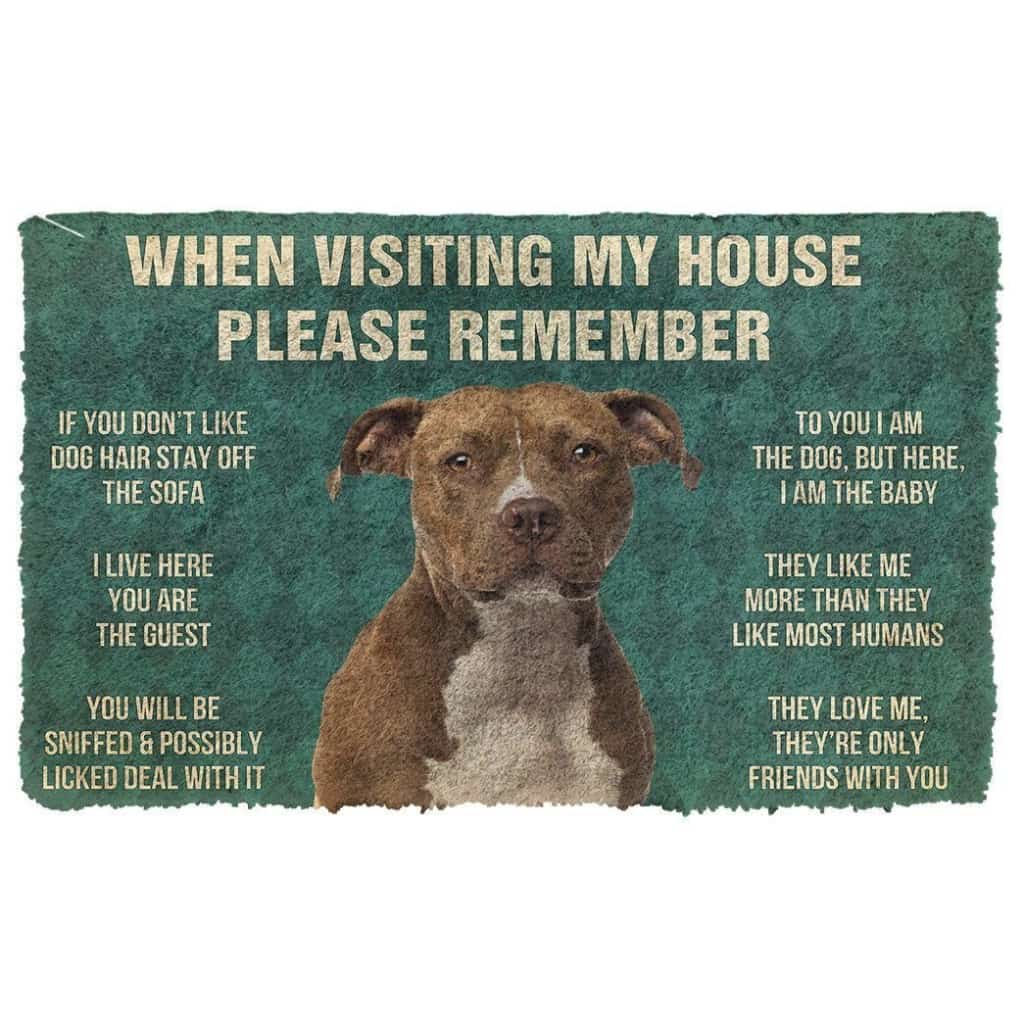 Dog Doormat 3D Please Remember American Staffordshire Terrier Dogs House Rules Custom Doormat