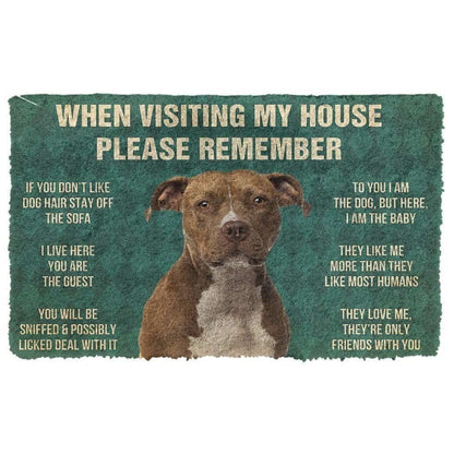 Dog Doormat 3D Please Remember American Staffordshire Terrier Dogs House Rules Custom Doormat