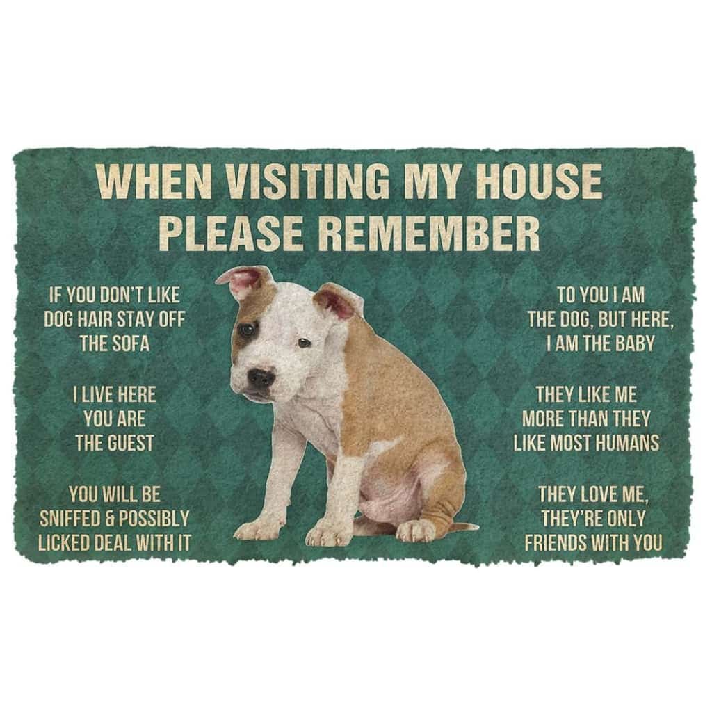 Dog Doormat 3D Please Remember American Staffordshire Terrier Puppy Dogs House Rules Custom Doormat