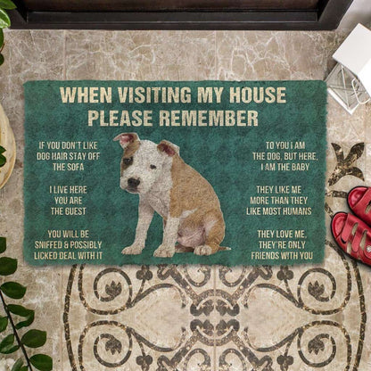 Dog Doormat 3D Please Remember American Staffordshire Terrier Puppy Dogs House Rules Custom Doormat