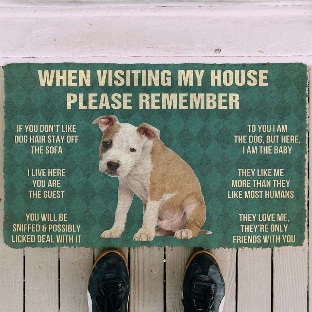 Dog Doormat 3D Please Remember American Staffordshire Terrier Puppy Dogs House Rules Custom Doormat