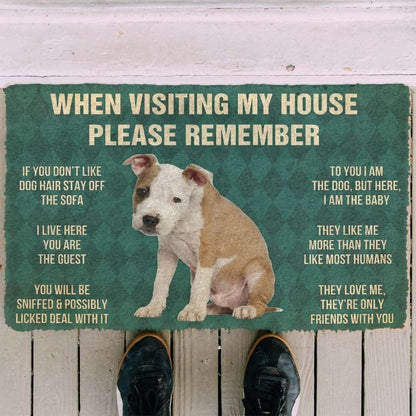Dog Doormat 3D Please Remember American Staffordshire Terrier Puppy Dogs House Rules Custom Doormat