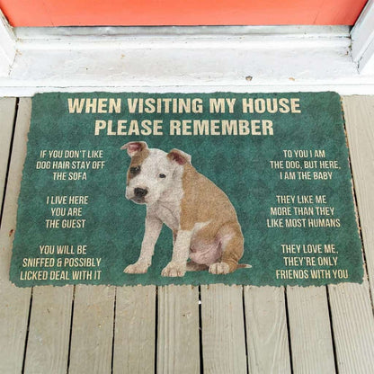 Dog Doormat 3D Please Remember American Staffordshire Terrier Puppy Dogs House Rules Custom Doormat