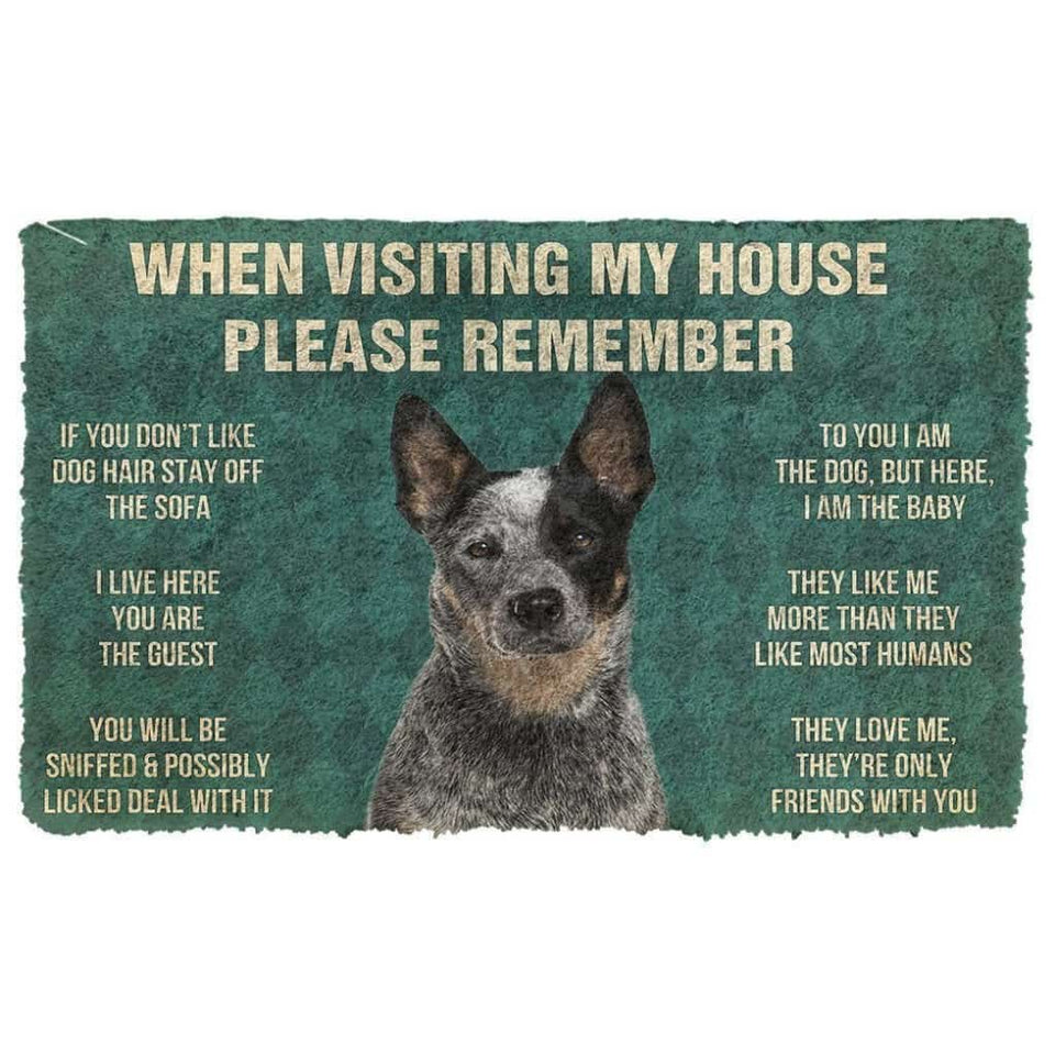 Dog Doormat 3D Please Remember Australian Cattle Dog's House Rules Custom Doormat
