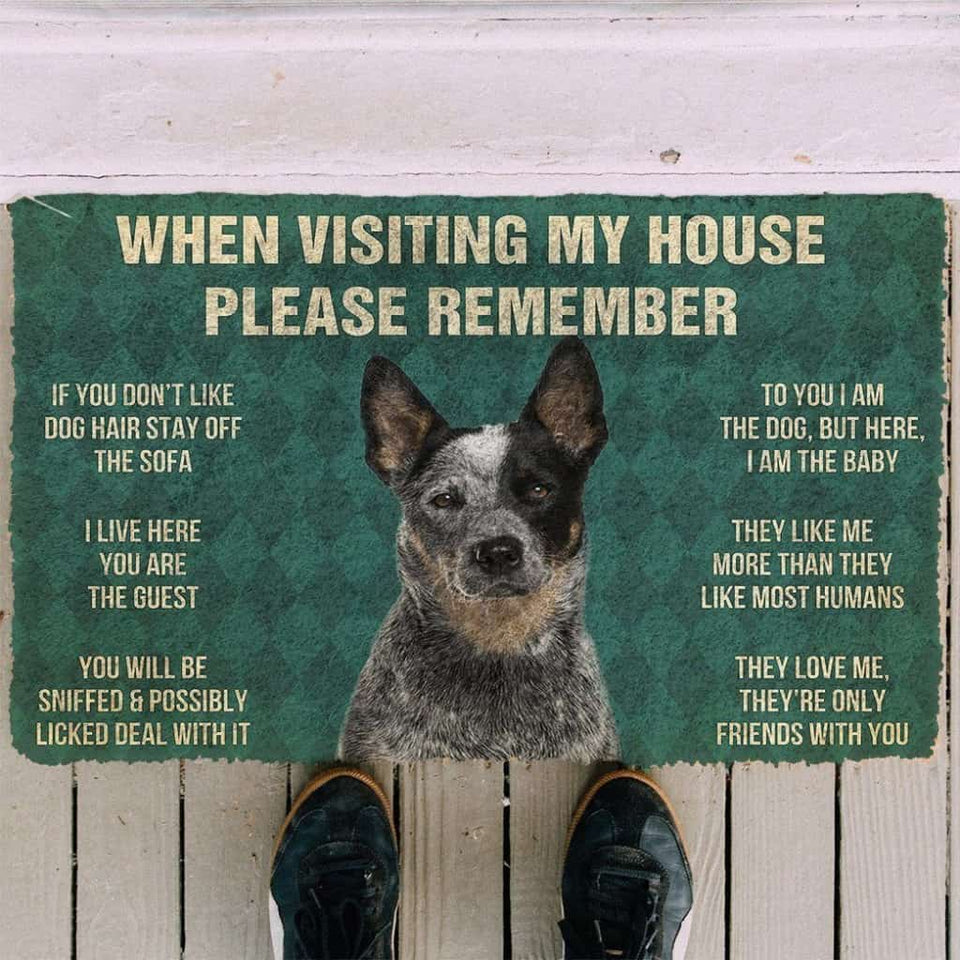 Dog Doormat 3D Please Remember Australian Cattle Dog's House Rules Custom Doormat