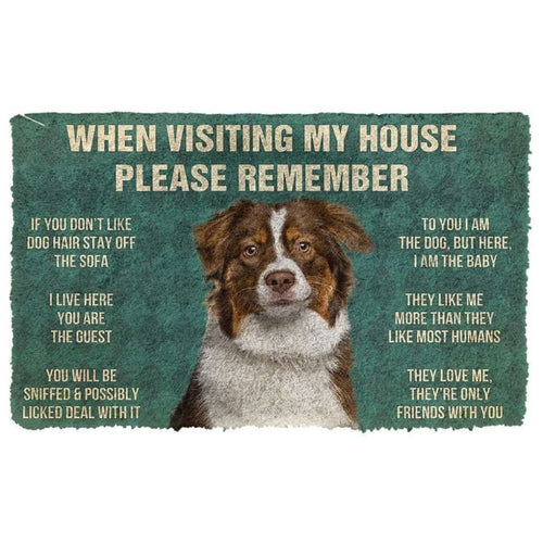 Dog Doormat 3D Please Remember Australian Shepherd Dogs House Rules Custom Doormat