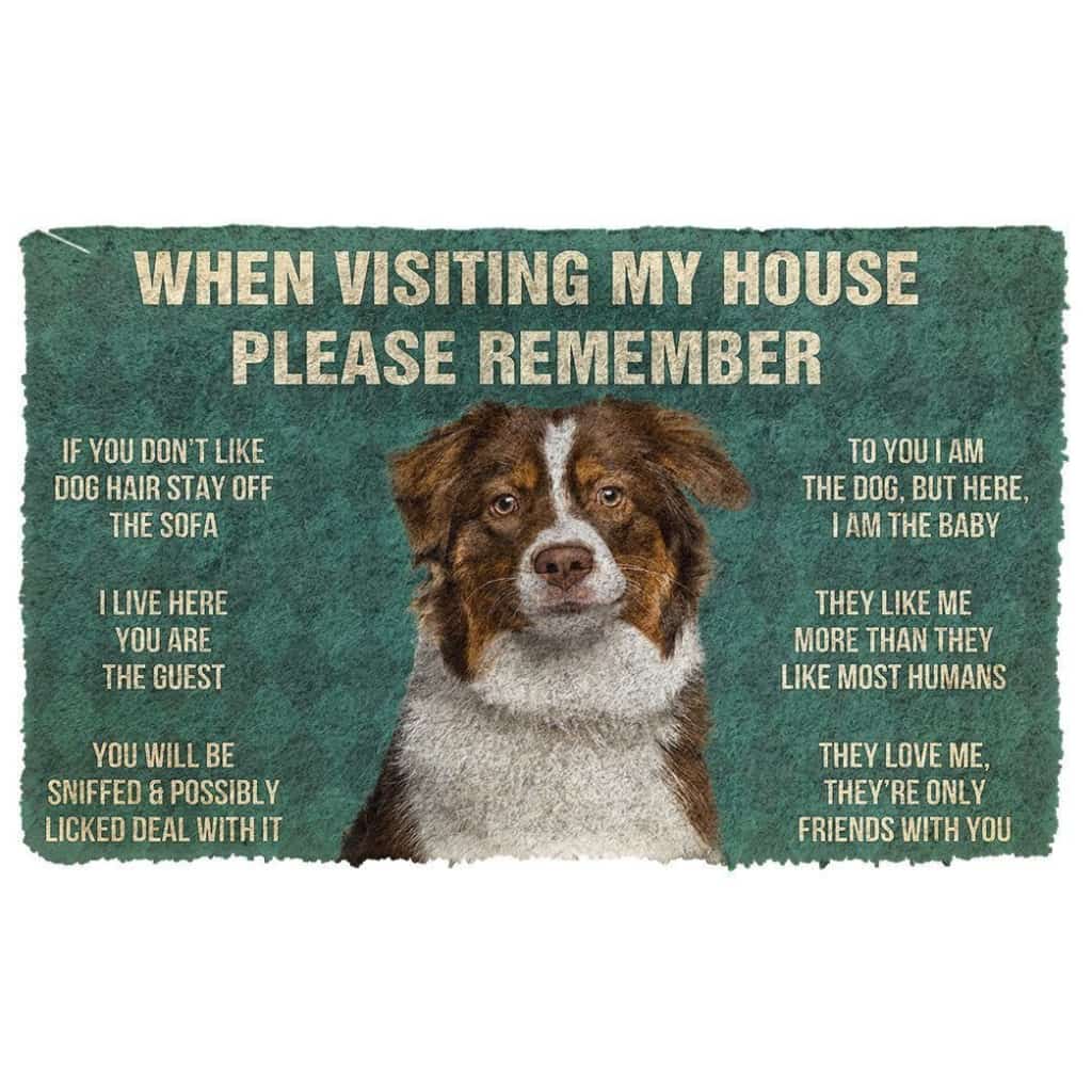 Dog Doormat 3D Please Remember Australian Shepherd Dogs House Rules Custom Doormat