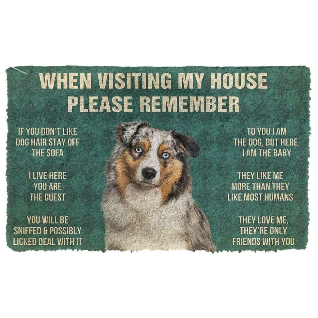 Dog Doormat 3D Please Remember Australian Shepherd Dog's House Rules Doormat