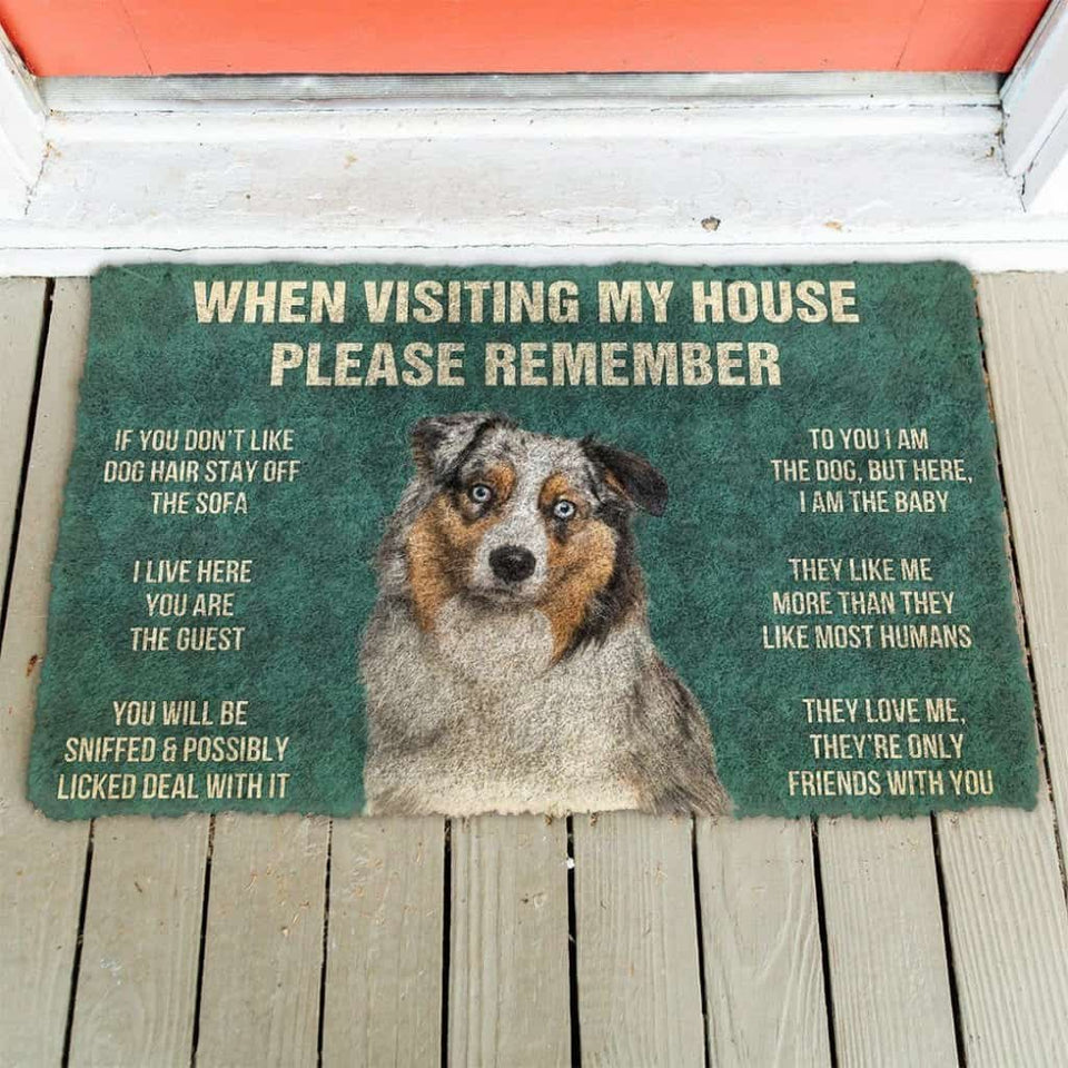Dog Doormat 3D Please Remember Australian Shepherd Dog's House Rules Doormat