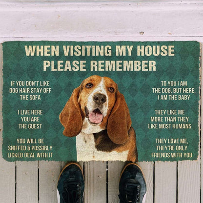 Dog Doormat 3D Please Remember Basset Hound Dogs House Rules Custom Doormat