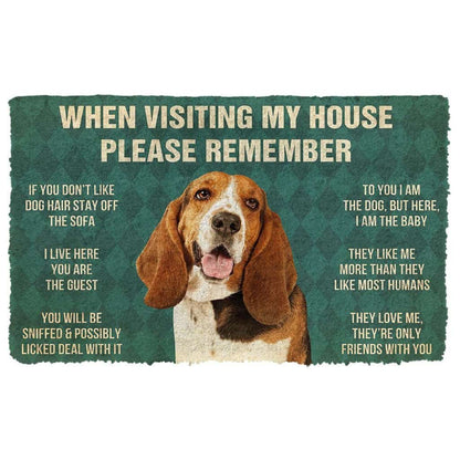 Dog Doormat 3D Please Remember Basset Hound Dogs House Rules Custom Doormat