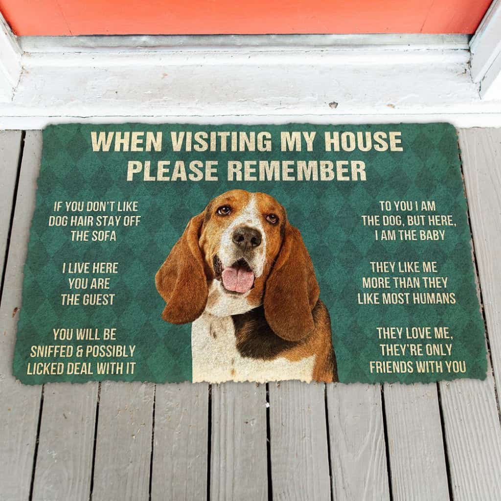 Dog Doormat 3D Please Remember Basset Hound Dogs House Rules Custom Doormat