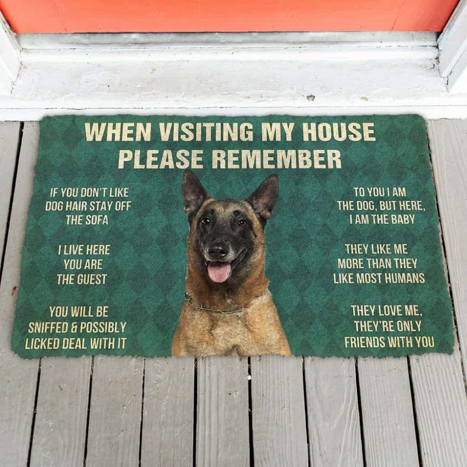 Dog Doormat 3D Please Remember Belgian Shepherds House Rules Custom Doormat