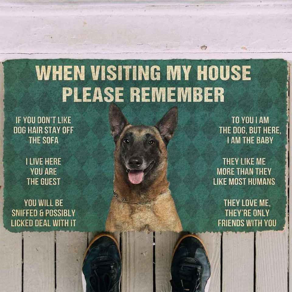 Dog Doormat 3D Please Remember Belgian Shepherds House Rules Custom Doormat