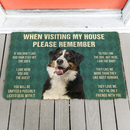 Dog Doormat 3D Please Remember Bernese Mountain Dogs House Rules Custom Doormat