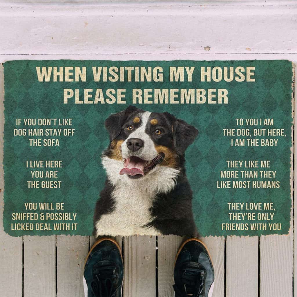 Dog Doormat 3D Please Remember Bernese Mountain Dogs House Rules Custom Doormat
