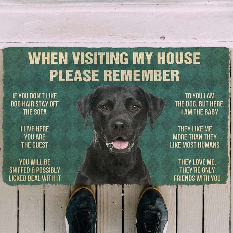 Dog Doormat 3D Please Remember Black Labrador Retrievers House Rule Custom Doormat
