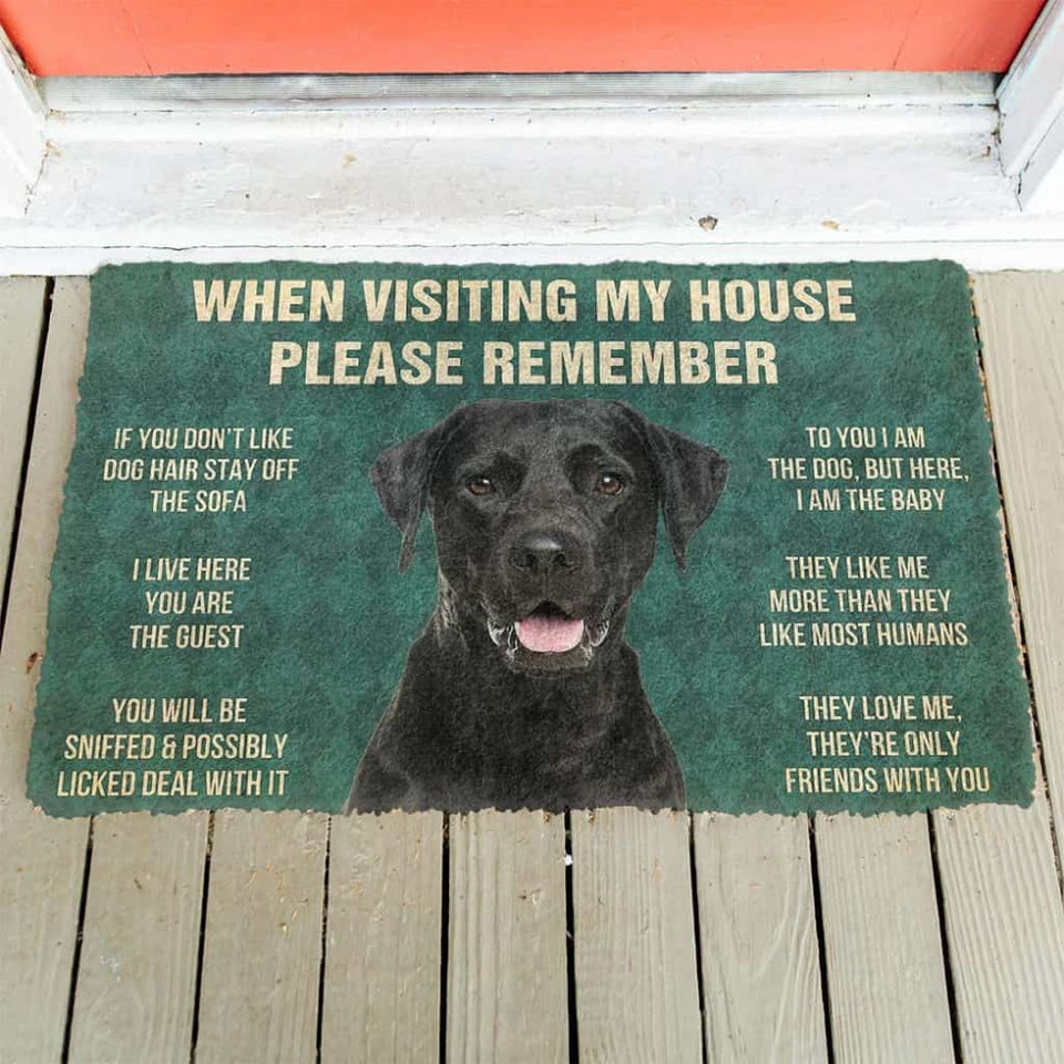 Dog Doormat 3D Please Remember Black Labrador Retrievers House Rule Custom Doormat