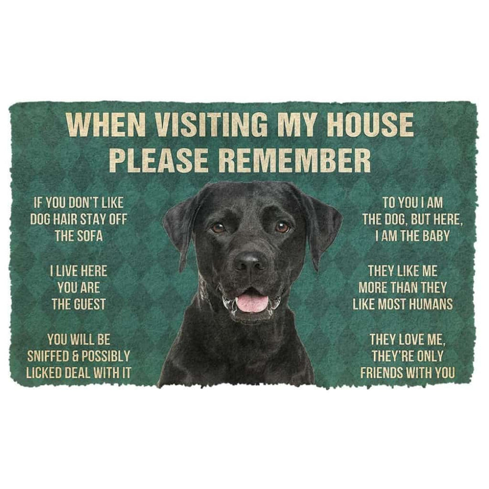 Dog Doormat 3D Please Remember Black Labrador Retrievers House Rule Custom Doormat