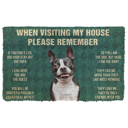 Dog Doormat 3D Please Remember Boston Terrier House Rules Custom Doormat