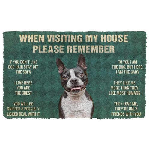 Dog Doormat 3D Please Remember Boston Terrier House Rules Custom Doormat