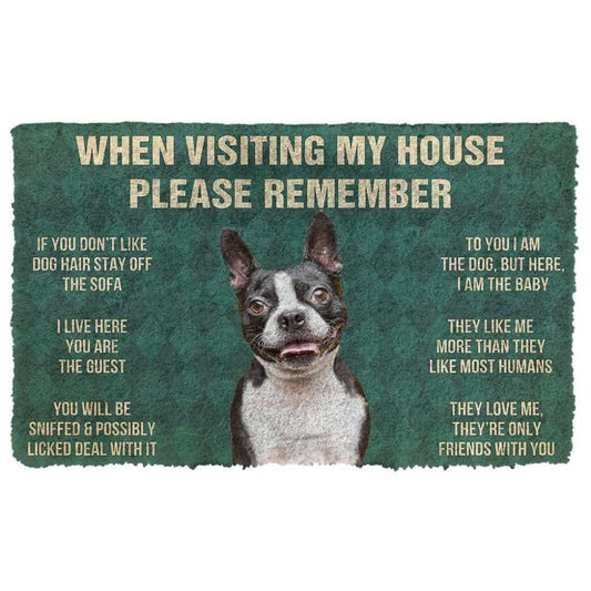 Dog Doormat 3D Please Remember Boston Terrier House Rules Custom Doormat