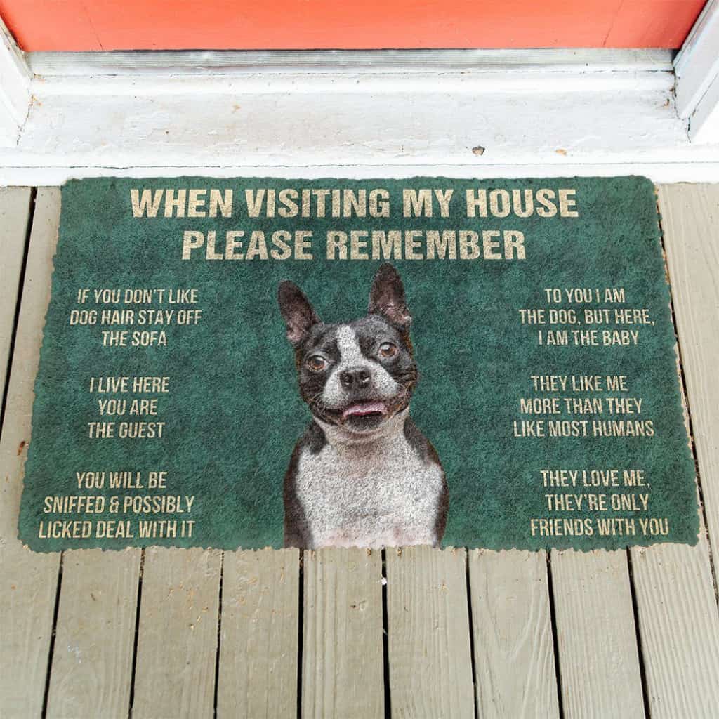 Dog Doormat 3D Please Remember Boston Terrier House Rules Custom Doormat