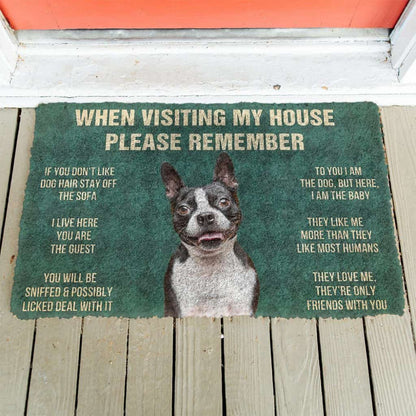 Dog Doormat 3D Please Remember Boston Terrier House Rules Custom Doormat