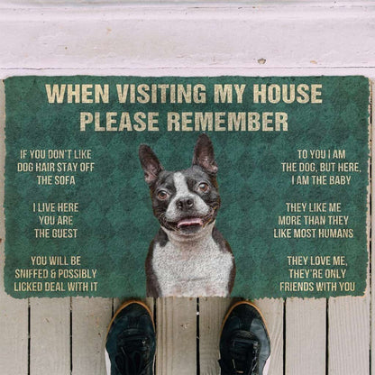 Dog Doormat 3D Please Remember Boston Terrier House Rules Custom Doormat