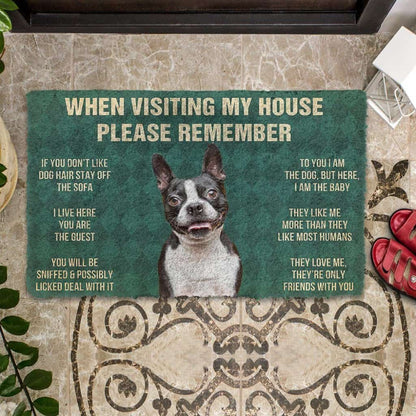 Dog Doormat 3D Please Remember Boston Terrier House Rules Custom Doormat