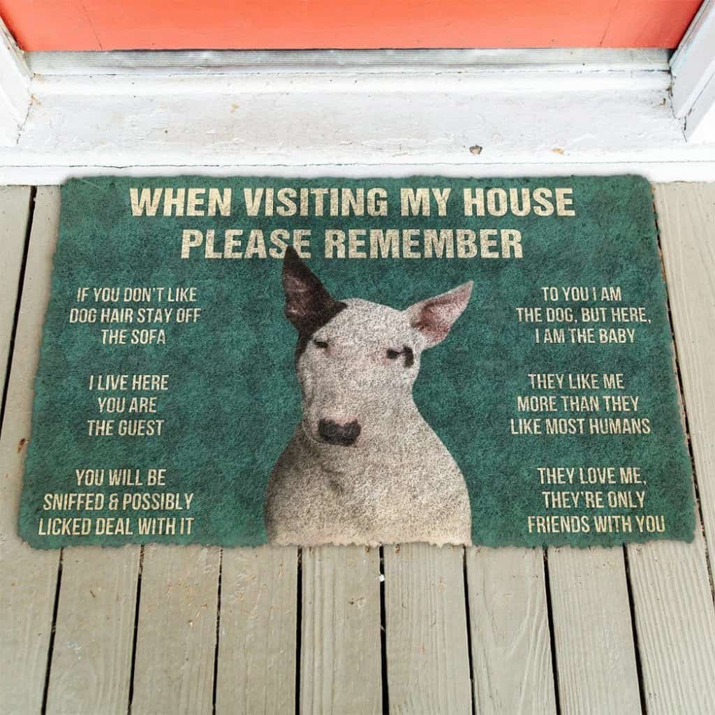 Dog Doormat 3D Please Remember Bull Terrier Dog's House Rules Doormat