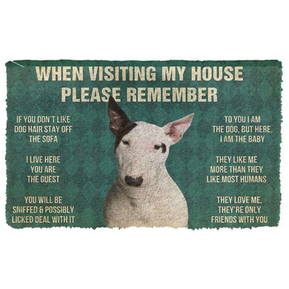 Dog Doormat 3D Please Remember Bull Terrier Dog's House Rules Doormat