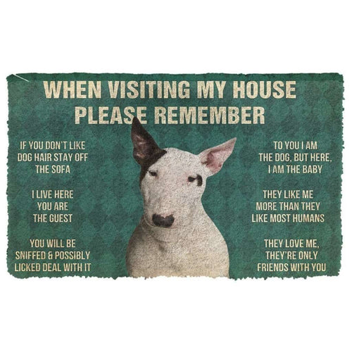 Dog Doormat 3D Please Remember Bull Terrier Dog's House Rules Doormat