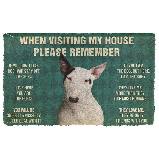 Dog Doormat 3D Please Remember Bull Terrier Dog's House Rules Doormat