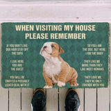 Dog Doormat 3D Please Remember Bulldog Puppy Dogs House Rules Custom Doormat