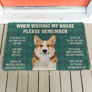Dog Doormat 3D Please Remember Cardigan Welsh Corgi Dogs House Rules Custom Doormat