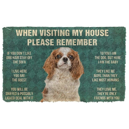 Dog Doormat 3D Please Remember Cavalier King Charles Spaniel Dogs House Rules Custom Doormat