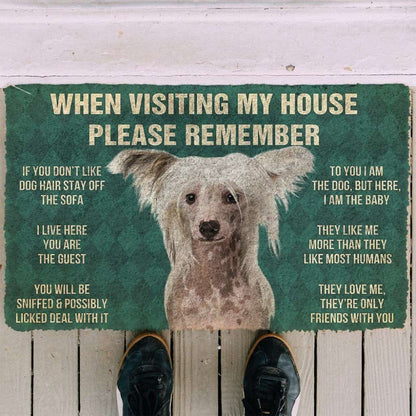 Dog Doormat 3D Please Remember Chinese Crested Dogs House Rules Custom Doormat