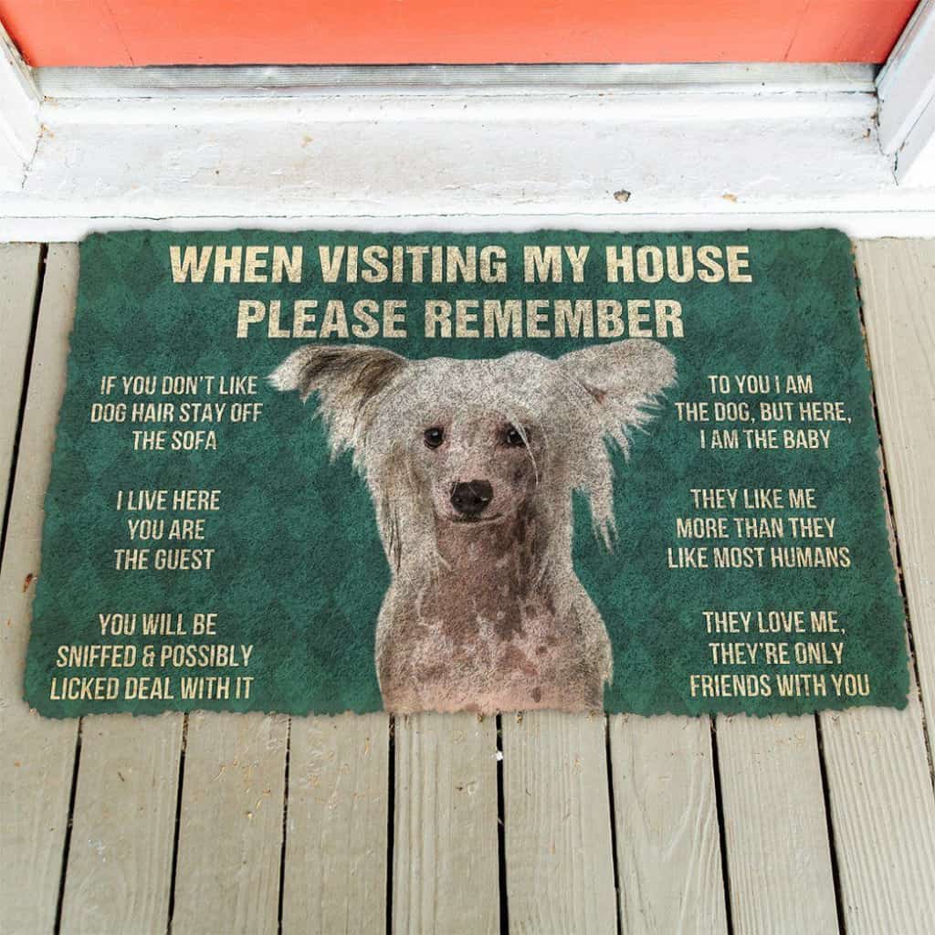 Dog Doormat 3D Please Remember Chinese Crested Dogs House Rules Custom Doormat