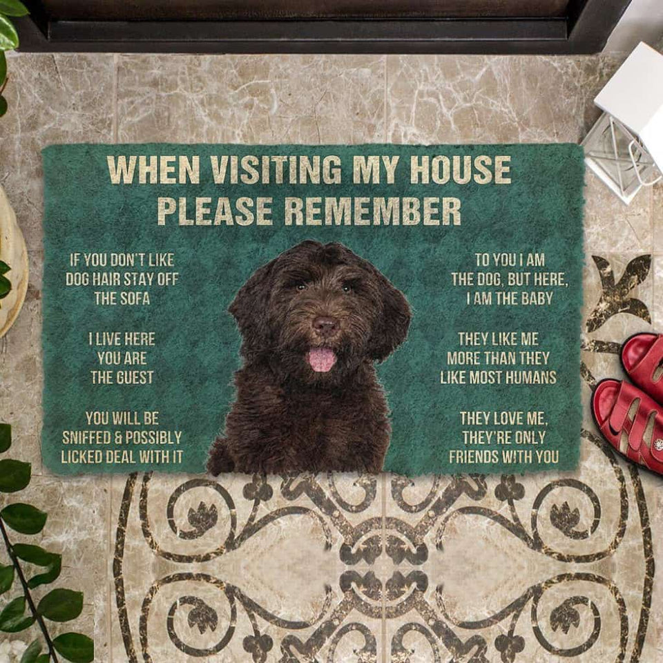 Dog Doormat 3D Please Remember Chocolate Labradoodles House Rule Custom Doormat
