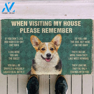 Dog Doormat 3D Please Remember Corgi Dog's House Rules Doormat