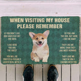 Dog Doormat 3D Please Remember Corgi Puppy Dogs House Rules Custom Doormat
