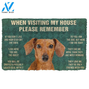 Dog Doormat 3D Please Remember Dachshund House Rules Custom Doormat