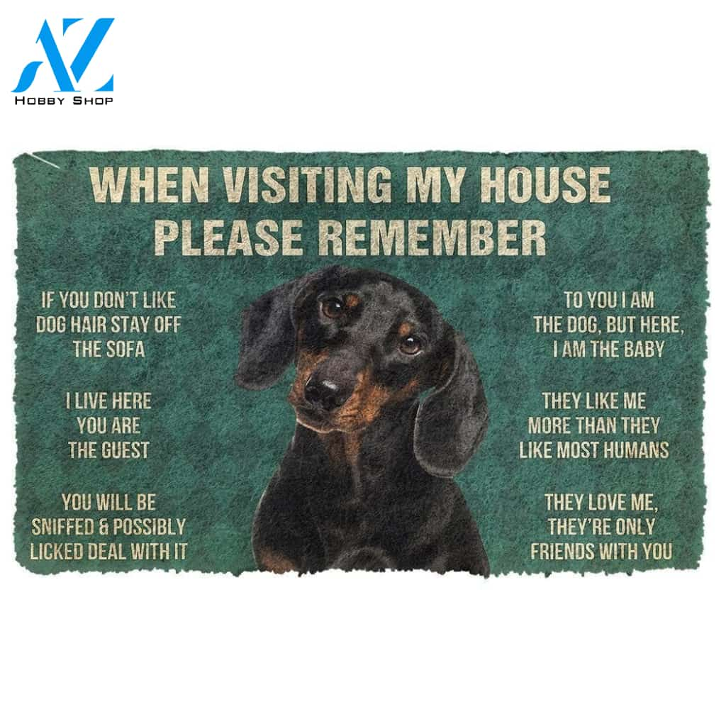 Dog Doormat 3D Please Remember Dachshunds Dog's House Rules Doormat