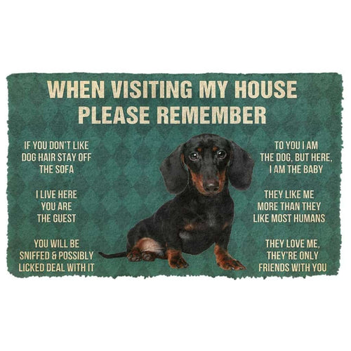 Dog Doormat 3D Please Remember Dachshunds Puppy Dogs House Rules Custom Doormat