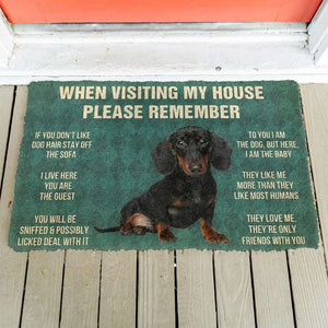 Dog Doormat 3D Please Remember Dachshunds Puppy Dogs House Rules Custom Doormat