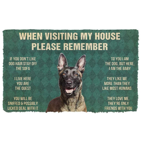 Dog Doormat 3D Please Remember Dutch Shepherd Dogs House Rules Custom Doormat