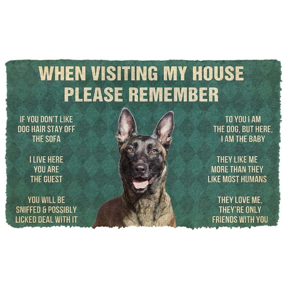 Dog Doormat 3D Please Remember Dutch Shepherd Dogs House Rules Custom Doormat