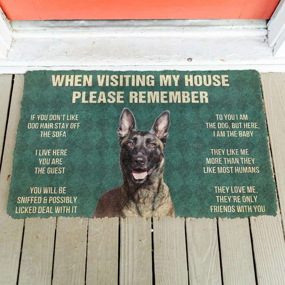 Dog Doormat 3D Please Remember Dutch Shepherd Dogs House Rules Custom Doormat
